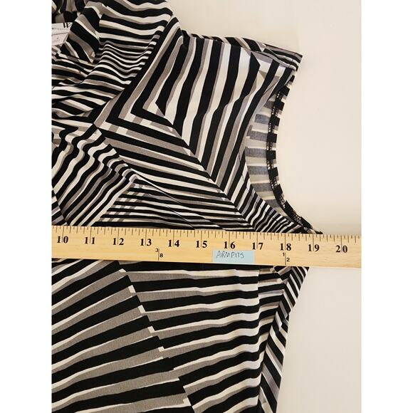 WORTHINGTON Black White Geometric Career Stretch Sleeveless Lightweight Top SZ L - Picture 5 of 7